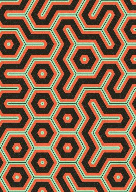 Renkli altıgen karo sanat arkaplanı, vektör illüstrasyonu 