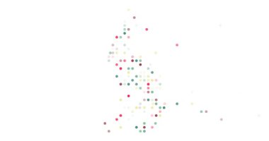 Abstract Flying Spheres Assembling Liechtenstein Map in Motion Graphics