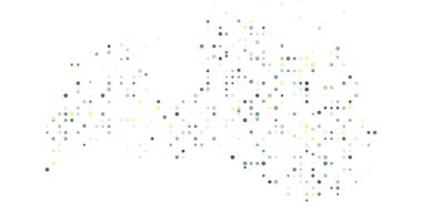 Flying Spheres Creating the Map Shape of Latvia in Digital Video