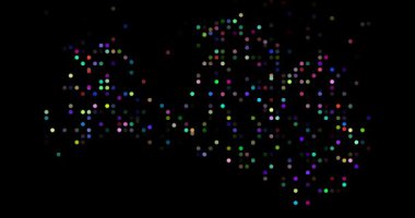 Digital Dots Flying Inward to Construct Latvia Silhouette Graphic