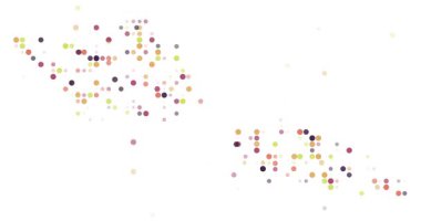 Abstract Flying Spheres Assembling Samoa Map in Motion Graphics