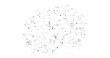 Dynamic Particle Map of Macedonia Forming from Flying Glowing Circles