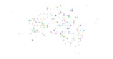 Animasyon Düşen Küreler Avustralya 'nın Şeklini Yarat