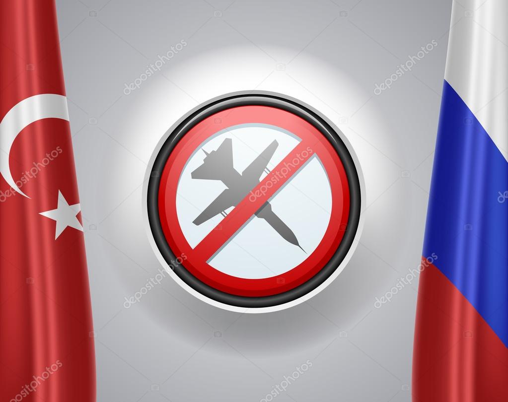 Turkey VS russia flags background