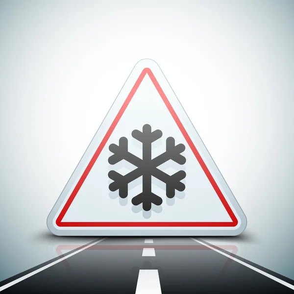 冷たい警告交通標識 — ストックベクタ