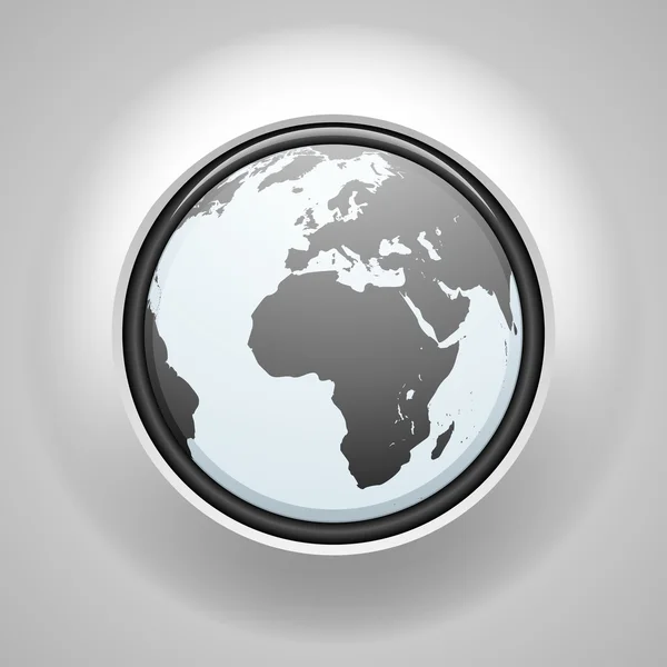 Globo κόσμο κουμπί σημάδι — Διανυσματικό Αρχείο