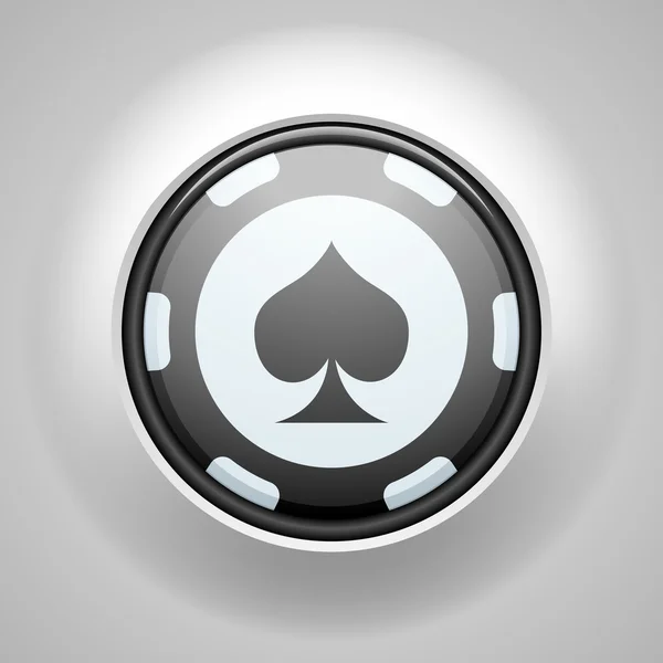 Spade suit Poker chip — Stock Vector