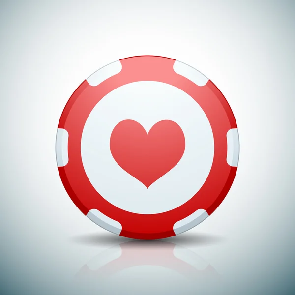 Corazones palo chip de Poker — Vector de stock