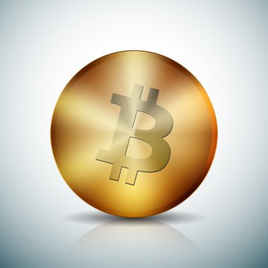 Bitcoin altın düğme işareti simgesi