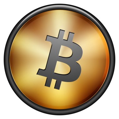 Bitcoin altın düğme işareti simgesi