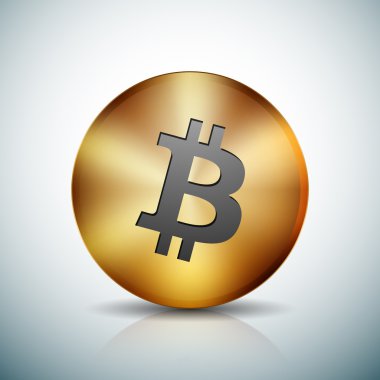 Bitcoin altın düğme işareti simgesi