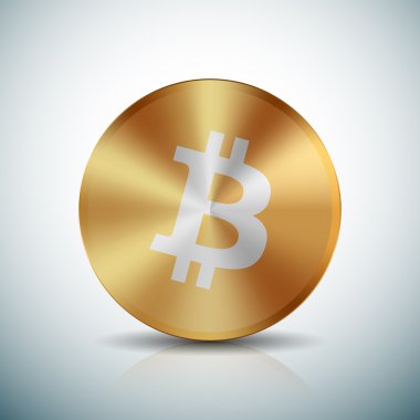 Bitcoin altın düğme işareti simgesi
