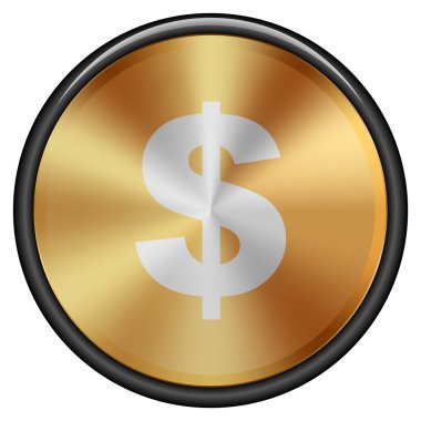 Doları Altın işareti düğmesi illüstrasyon
