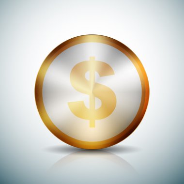 Doları Altın işareti düğmesi illüstrasyon