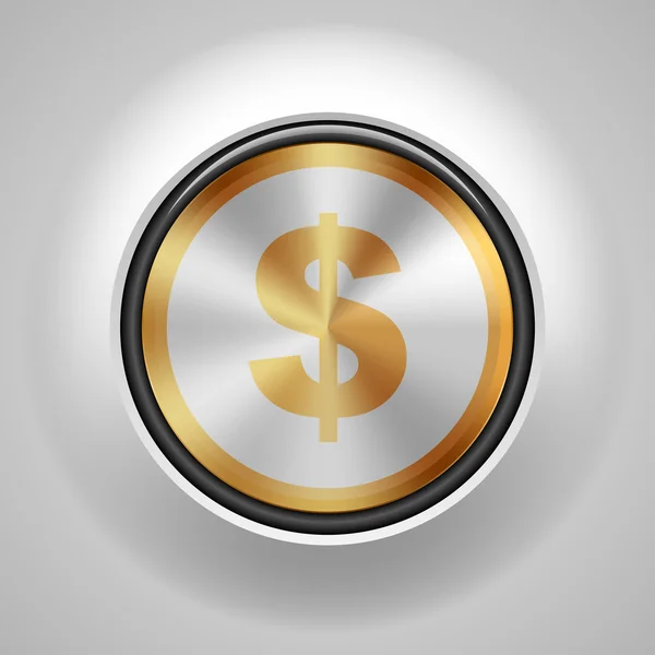 Dollar gouden teken knop illustratie — Stockvector