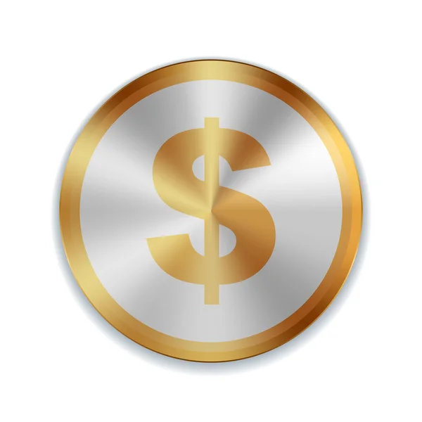 Dollar gyllene tecken knappen illustration — Stock vektor