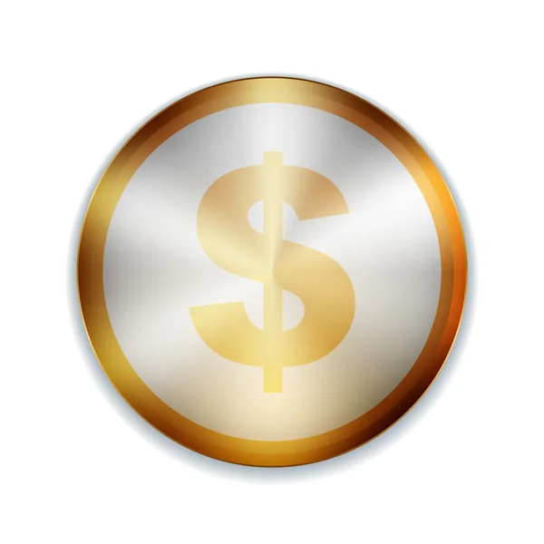 Dollar gouden teken knop illustratie — Stockvector