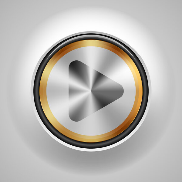 Play golden button sign illustration