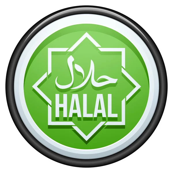 Halal voedsel knop pictogram teken — Stockvector