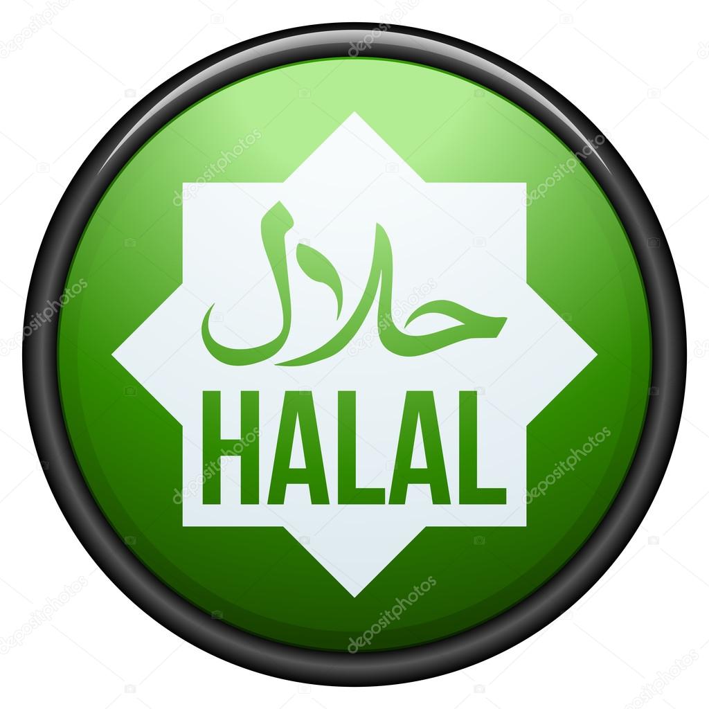 Halal food button icon sign