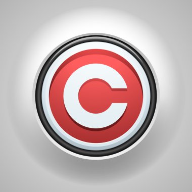 Telif hakkı kırmızı düğme işareti simgesi