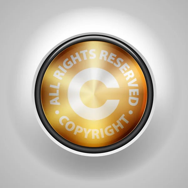 Telif hakkı altın düğme işareti simgesi — Stok Vektör