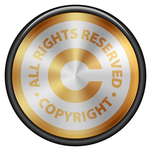 Signo de botón dorado de copyright icono — Archivo Imágenes Vectoriales