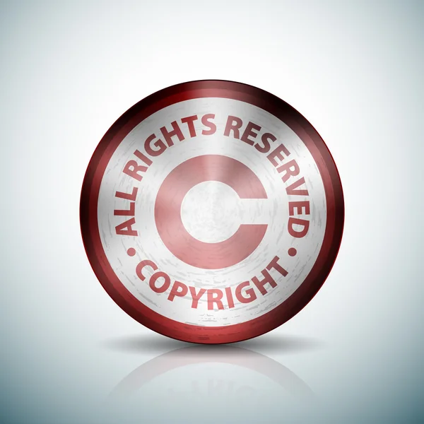 Signo de botón dorado de copyright icono — Vector de stock