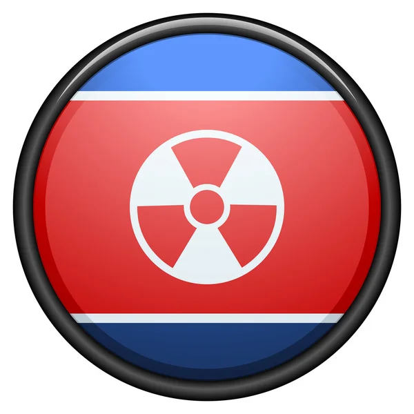 Corea del Norte Botón de bandera nuclear — Archivo Imágenes Vectoriales