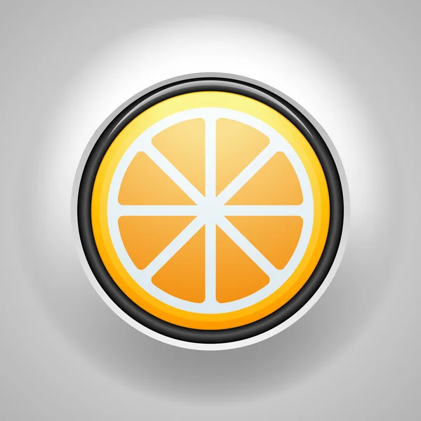 Orange citrus fruit button — Stock Vector