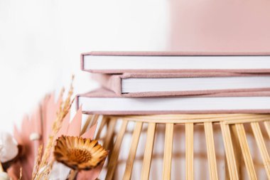 Pembe desenli fotoğraf albümleri