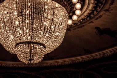 Ternopil, Ukrayna - 11 Aralık: Dram tiyatronun tavan ch ile