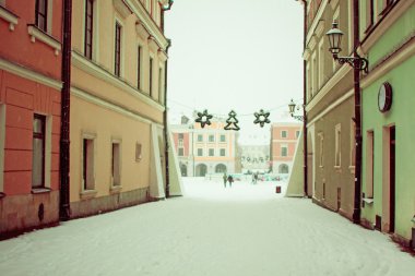 Zamosc, Pol eski şehir içinde ana Pazar kare dekorasyon