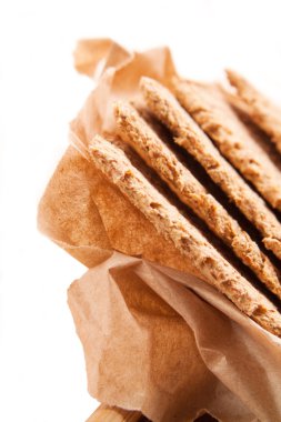 Beyaz arka planda Crispbreads