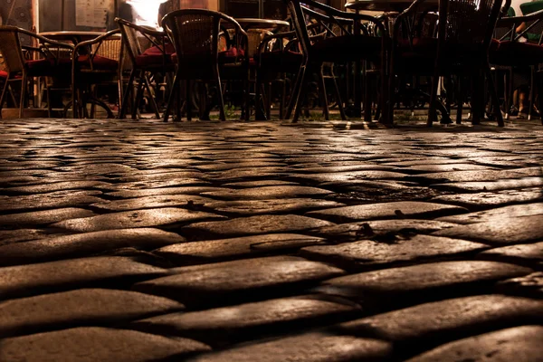 Stylized photo of the city's old street in the night — Stock Photo, Image