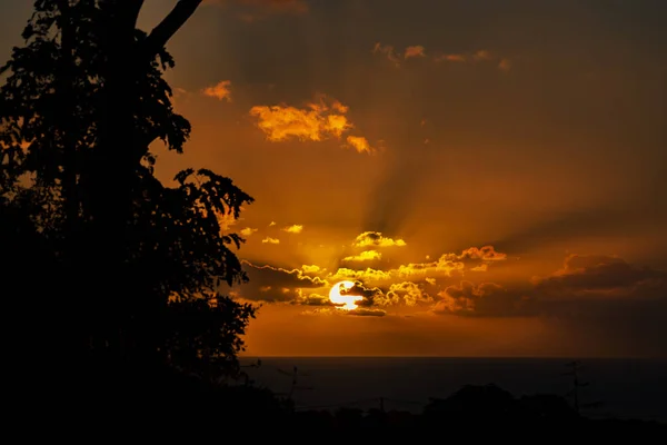 Puesta Sol Tropical República Mauricio Durante Las Horas Verano —  Fotos de Stock