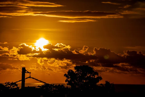 Puesta Sol Tropical República Mauricio Durante Las Horas Verano —  Fotos de Stock