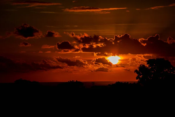 Puesta Sol Tropical República Mauricio Durante Las Horas Verano —  Fotos de Stock