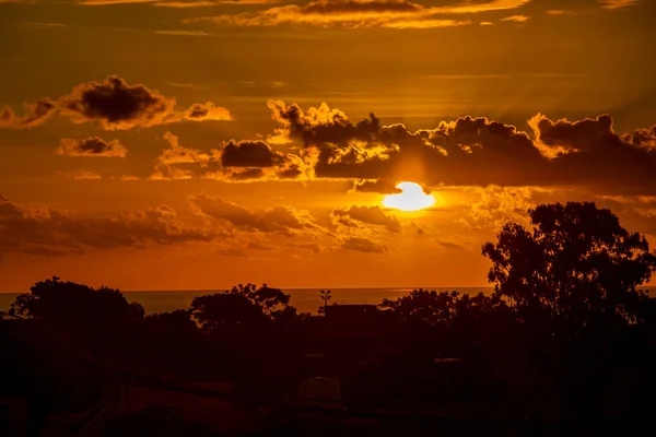 Puesta Sol Tropical República Mauricio Durante Las Horas Verano —  Fotos de Stock