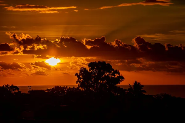 Puesta Sol Tropical República Mauricio Durante Las Horas Verano —  Fotos de Stock