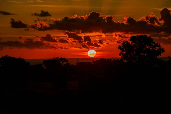 Puesta Sol Tropical República Mauricio Durante Las Horas Verano —  Fotos de Stock