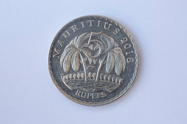 5 rupilik Mauritius sikkesi..