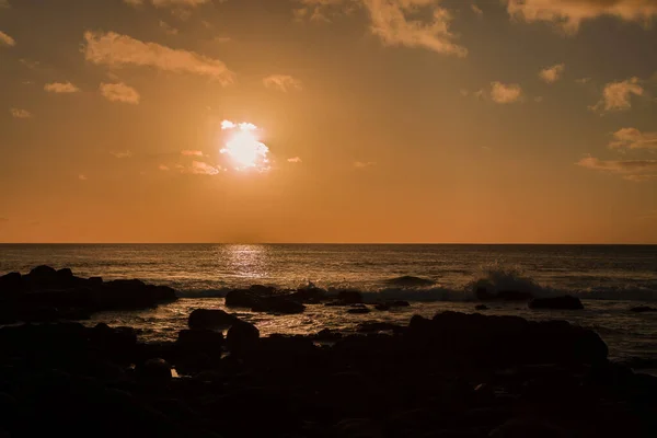 Playa Rocosa Albión Atardecer Oeste República Mauricio — Foto de Stock