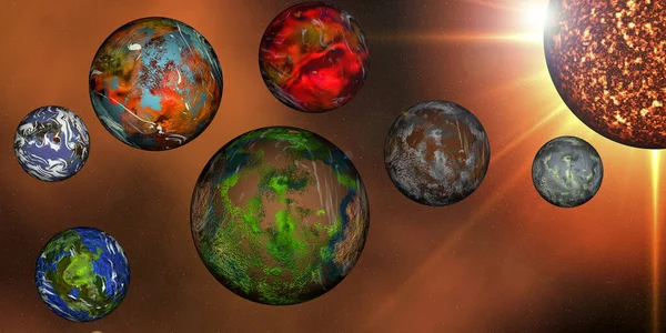 Υψηλής Ανάλυσης Ψηφιακά Δημιουργημένη Τρισδιάστατη Εικόνα Του Ηλιακού Συστήματος Πλανήτες — Φωτογραφία Αρχείου