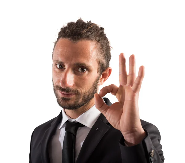Businessman makes gesture ok — Stock Photo, Image