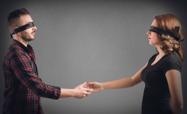 man and woman shake hands clipart