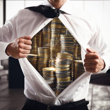 Altın forması altında gösterilen işadamı