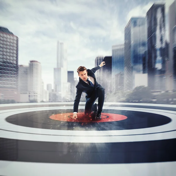 Businessman at the center of a target Royalty Free Stock Photos