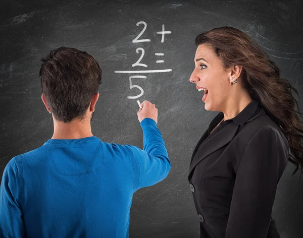 Eselschüler und verzweifelter Lehrer — Stockfoto