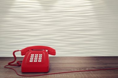 Vintage kırmızı telefon tel ile